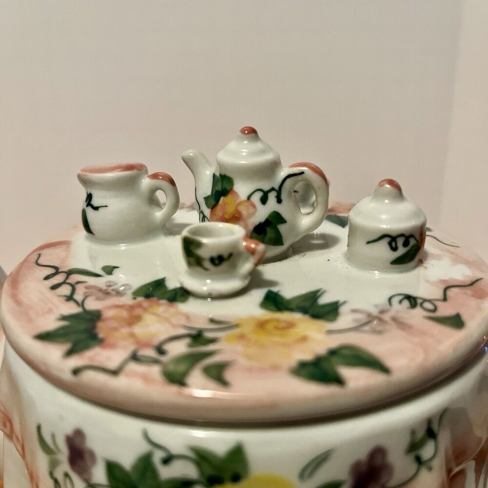 Yellow Rose Tea Party Teapot Andrea by Sadek Teapot Pink Miniature Store Sticker - Picture 2 of 9
